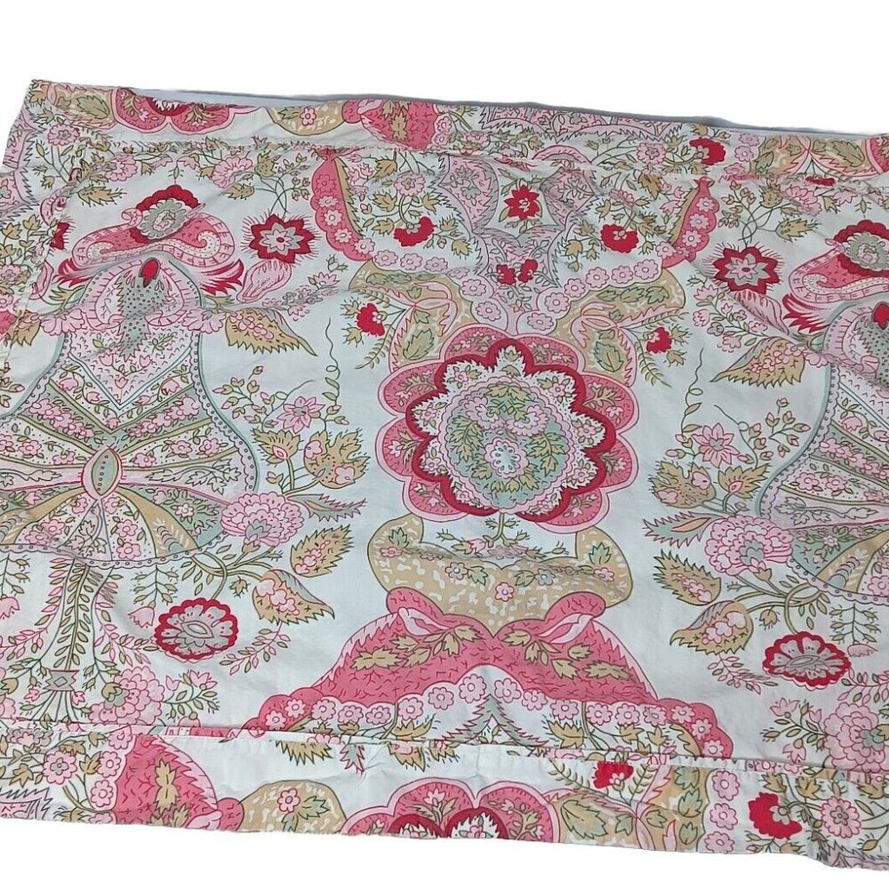 Pottery Barn Pillow Sham Standard Case Pink Paisley Floral Stripe Button Single